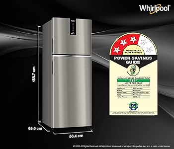 whirlpool 235l 3 star intellifresh inverter double door refrigerator